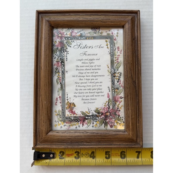 Sisters Forever Framed Poem Decorative Picture Art Wood Tone Frame 7x9" Wall Art - Picture 3 of 3